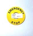 ETIQUETA SETA DE EMERGENCIA || OMRON || A22Z-3466-1 || ETIQUETA SETA DE EMERGENCIA 22MM INT, 60MM EXT ||