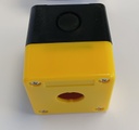 CAJA AMARILLA SETA EMERGENCIA || OMRON || A22Z-B101Y || CAJA AMARILLA SETA PULSAR-GIRAR D40MM ||